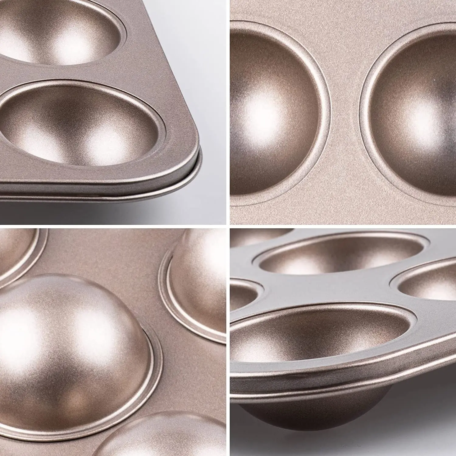 Easy Release Non-Stick Carbon Steel 12 Cup Rounded Half Ball Spheres Cupcake Muffin desserts molds Pan Tray for mini Pies Jam