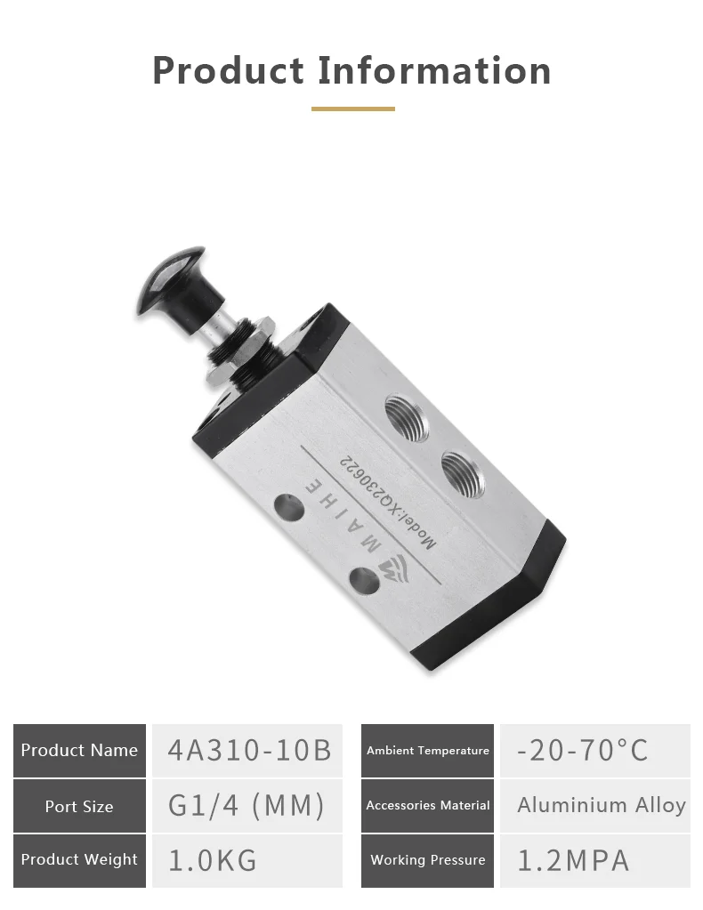 4A310-10 4A320-10 Series Two Position Five Way Solenoid Valve 5 Way 2 Position Pneumatic Control Valves 5/2 Way Air Pilot