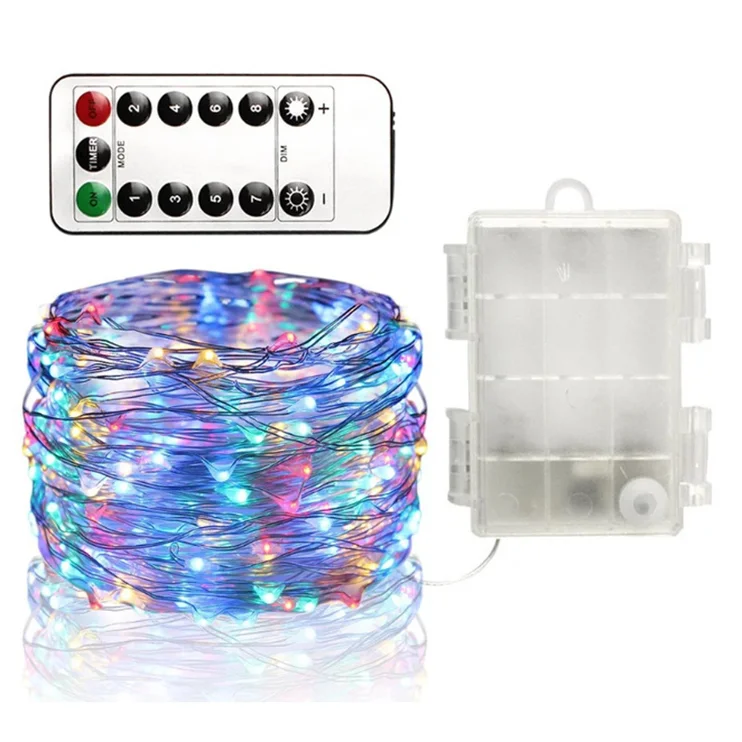 Green Copper Wire Christmas Decorative String Lights with 8 Colors Control