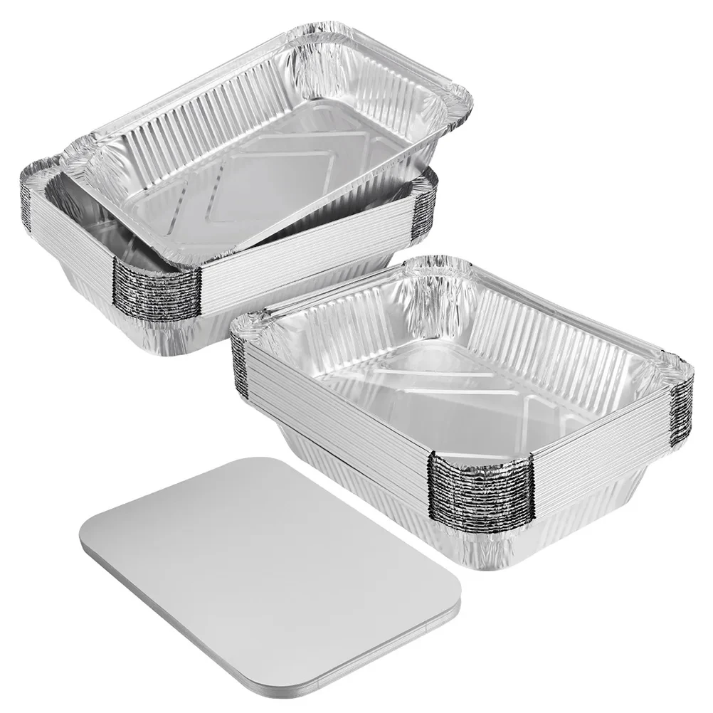 NEW Food Grade Disposable Tin Foil Baking Pan/Trays with lids Barbecue Box Takeaway Aluminum Foil Tableware Fast Food Container