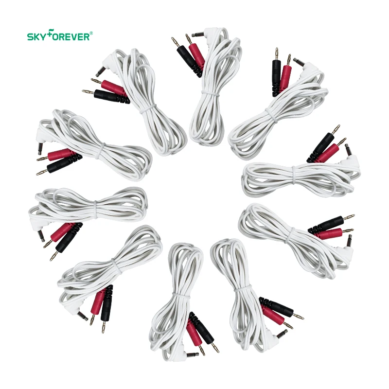 Replacement TENS Electrode Leads Wires/Cables- 3.5mmPlug with Standard 2mm Pins Connectors