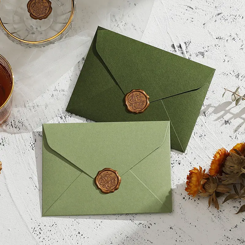 Luxury Custom Logo Thank You Cards Size Green Cardboard  Business/Wedding Invitation Gift Greeting Cards Packaging Paper Envelop