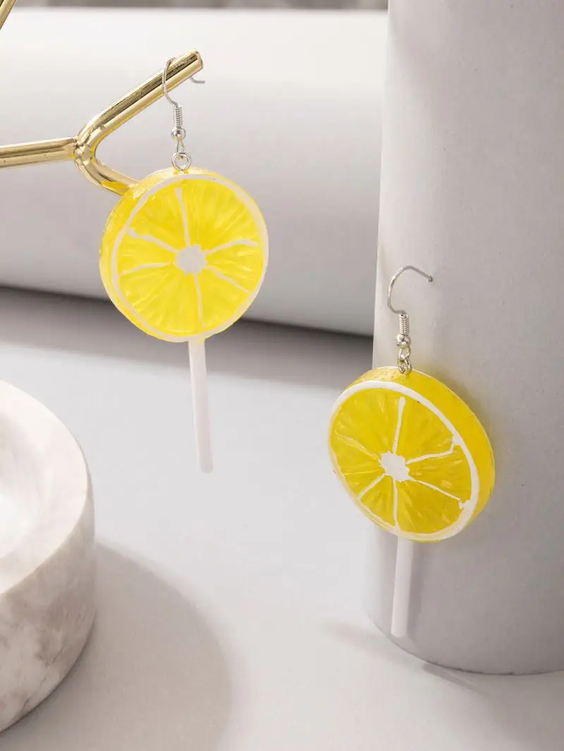 2022 new  fashion  amazon top seller alternative jewelry lemon lollipop resin ear hooks watermelon fruit drop dangle earrings
