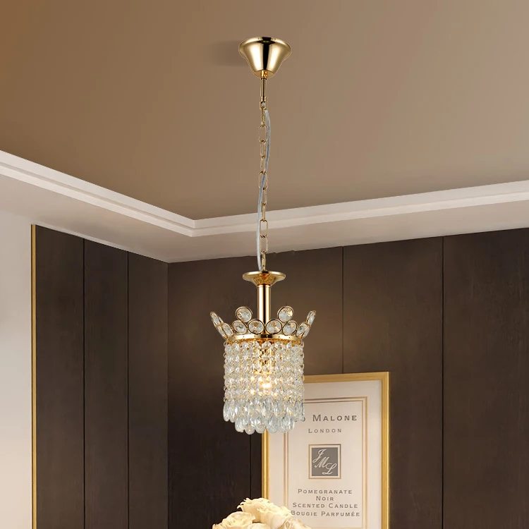 Supplier Wholesale European Style Indoor Dining Room Bedroom Crystal E27 Base Hanging Pendant Light