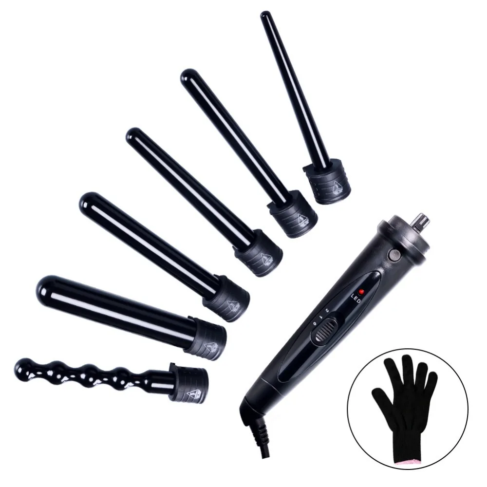 Head changing curling rod 6-in-1 curling rod curler tube changing curling rod can change head ceramic multi level temperature re