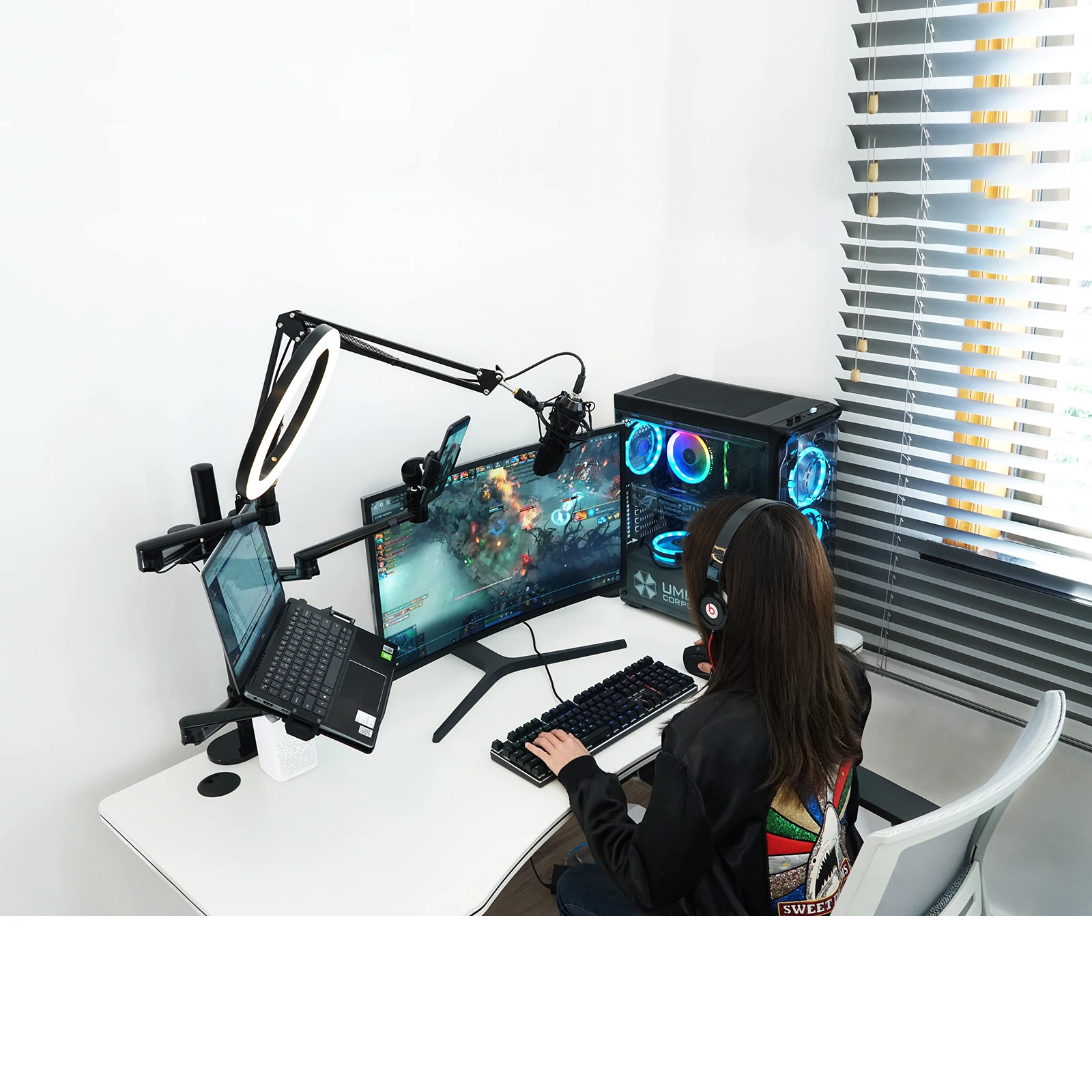 New Coming Flexible Adjustable Studio Microphone Mic Laptop Cell Phone 4 Arms Stand For Live Streaming
