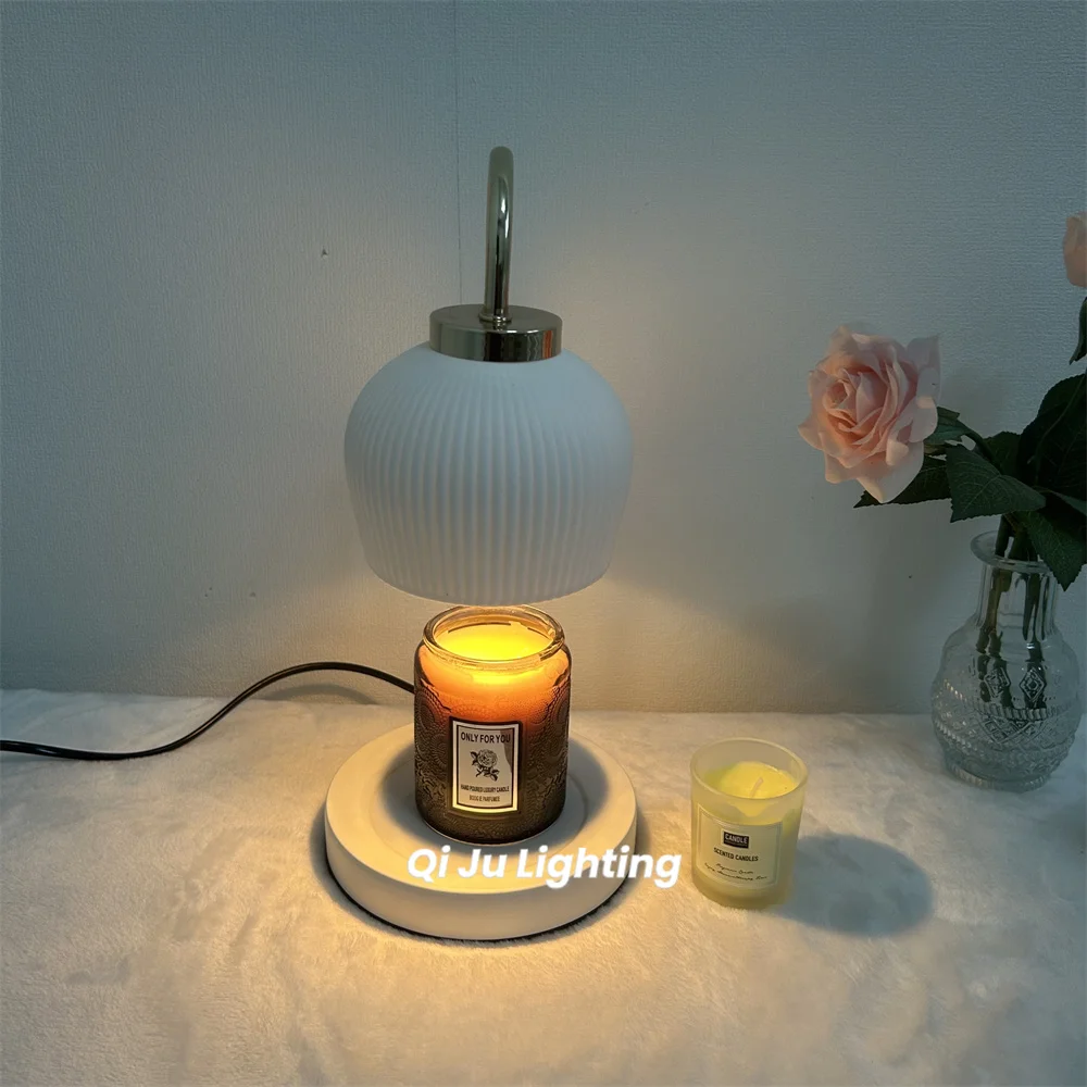 Room Bedroom Home Decoration Romantic Height Adjustable Lampshade Timer Switch Ceramic Electric Candle Warmer