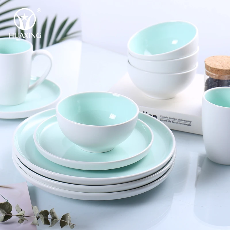 High quality 16pcs hotel restaurant kitchen plates sets dinnerware porcelain modern dinner set