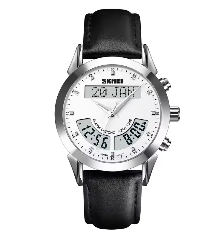 SKMEI Q036 Men High Quality Stainless Steel Unique Azan Muslim Prayer Watch Sapphire Qibla Hijri