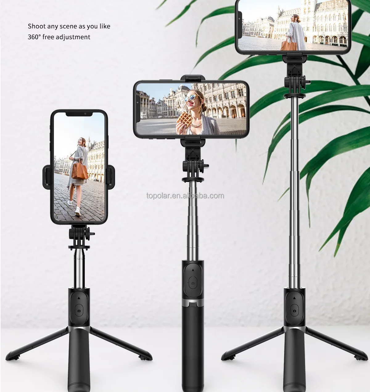 drop shipping Q02 Amazon Hot Selling Selfie Stick Intergrated Tripod Stand with Wireless Remote for Mobile Phone