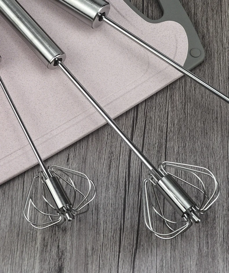 Stainless Steel Push-Down Zip Whisk Easy to Use Rotary Whisk Semi-automatic Hand Push Rotary Egg Whisk Blender