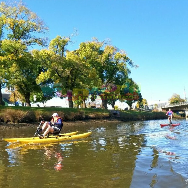 Inflatable pontoon water bikes pedal sea cycle banana boat tubes floating waterbike play sport equipment water bike bicycle