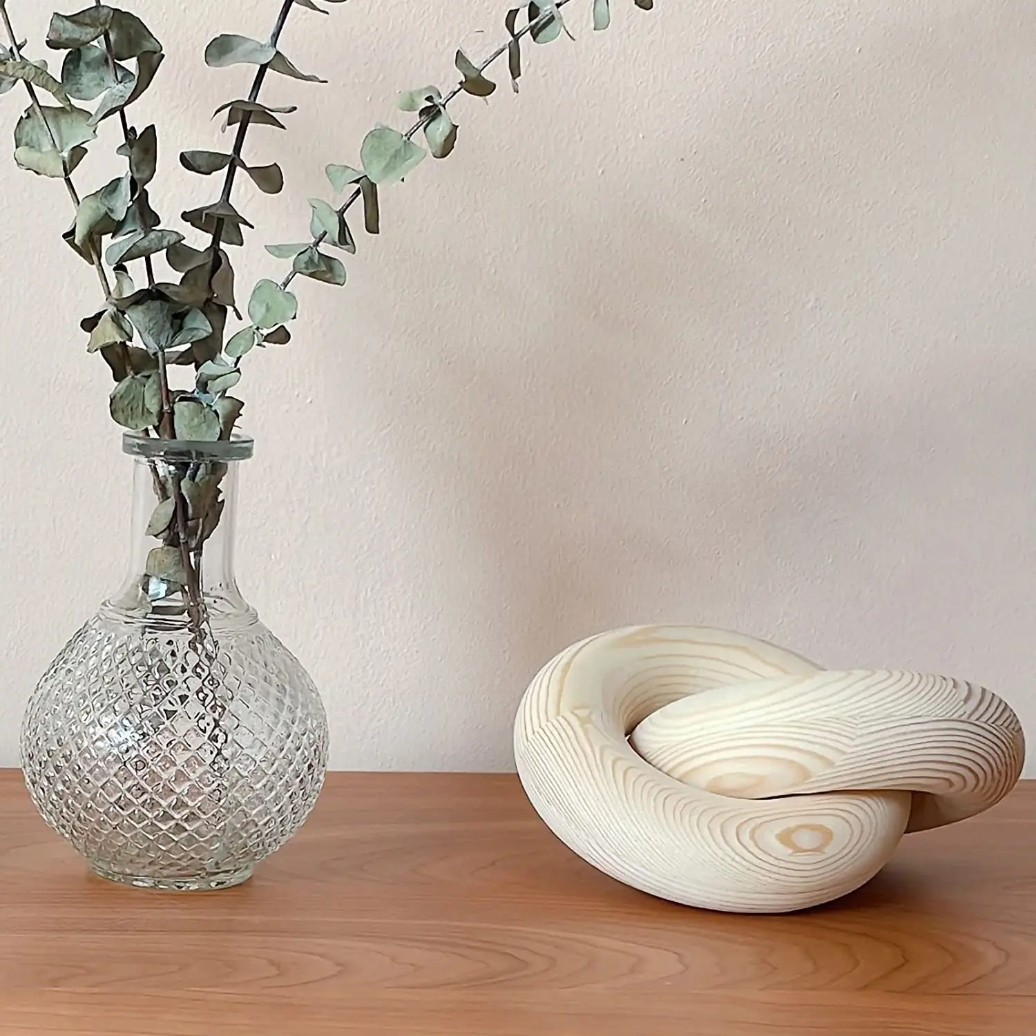 Wood Knot Decor  Large 2-Link Wooden chain link decor paulownia pine wood chain