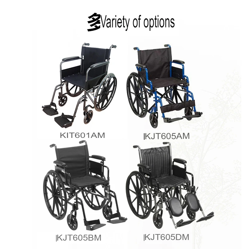 Standard load 100kg wheel chair high quality steel welding arm rest folding wheelchair with footrest