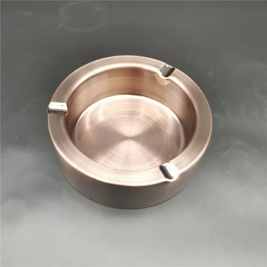 11cm round custom logo hotel bar office stainless steel Eco-friendly Portable Antique Silver gold Metal cigar ashtray