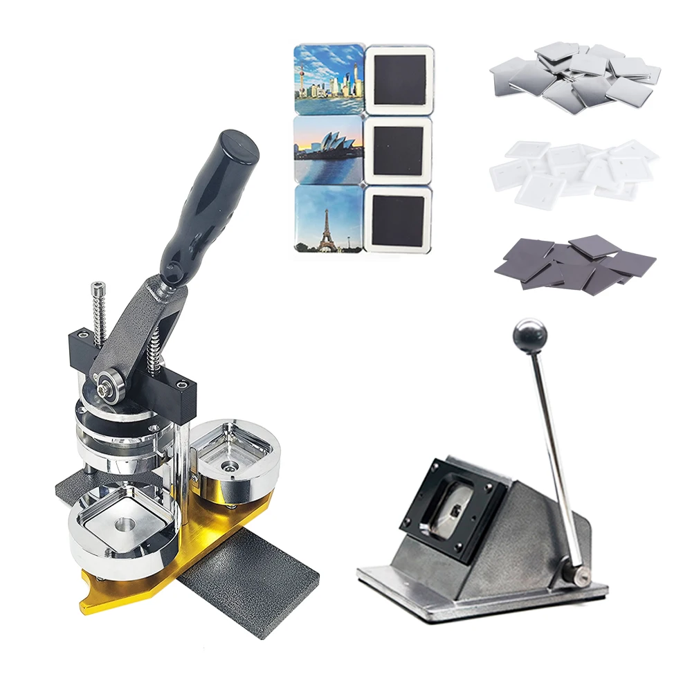 50*50mm Square 2*2 inch Fridge Magnet Making Machine+Cutter +100 pcs Fridge Magnet Material