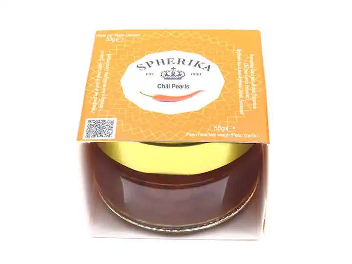 Wholesale Spicy 55G Delicate And Slightly Gelly Chili Pepper Chipotle Pearls Spain Spherika Chilled Chipotle Pearls