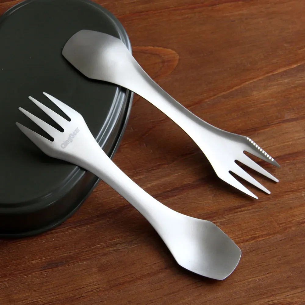 3-в-1 Титановая Ложка Вилка Нож Открытый Кемпинг комбинированных ложек и вилок Сверхлегкий Пикник столовые приборы Путешествия Посуда для пикника путешествия для домашнего использования