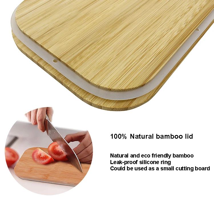 Factory wholesale eco bamboo fiber lunch box with bamboo lid