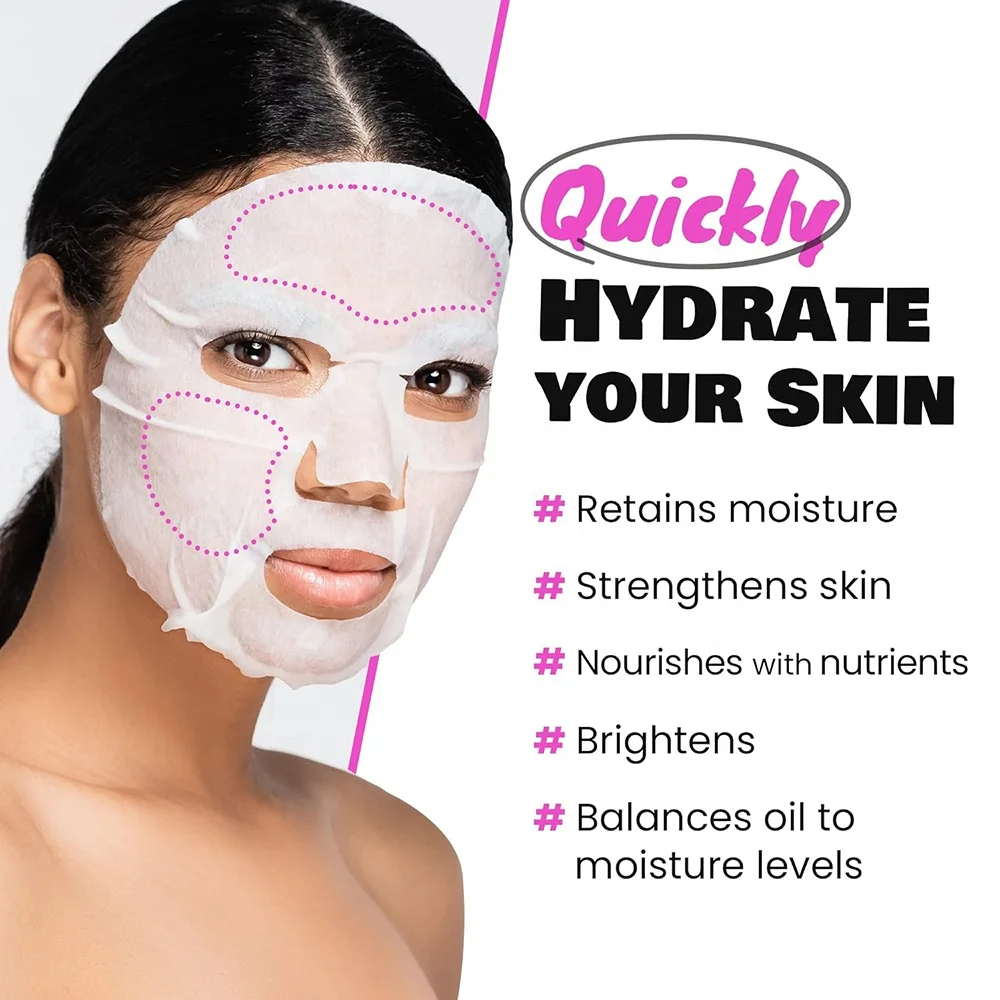 Collagen Ceramide Nourishing Moisture 30 Sheet Facial Mask Quick Dispenser Cotton Sheet for Firming Moisturizing Skin & Neck