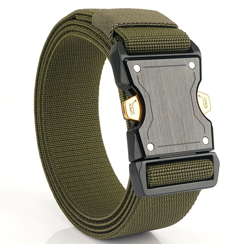 New Custom Tactical Buckle Belt Laster Logo Alloy with Stretch Elastic Belt for Men Accept Customized Logo 100% Nylon 7-14 Days