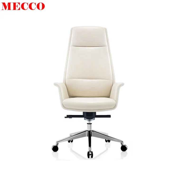 Adjustable Executive Office Computer Chair With Pu Leather Modern Revolving Sofa Chair White Leather Swivel Rocker Chair