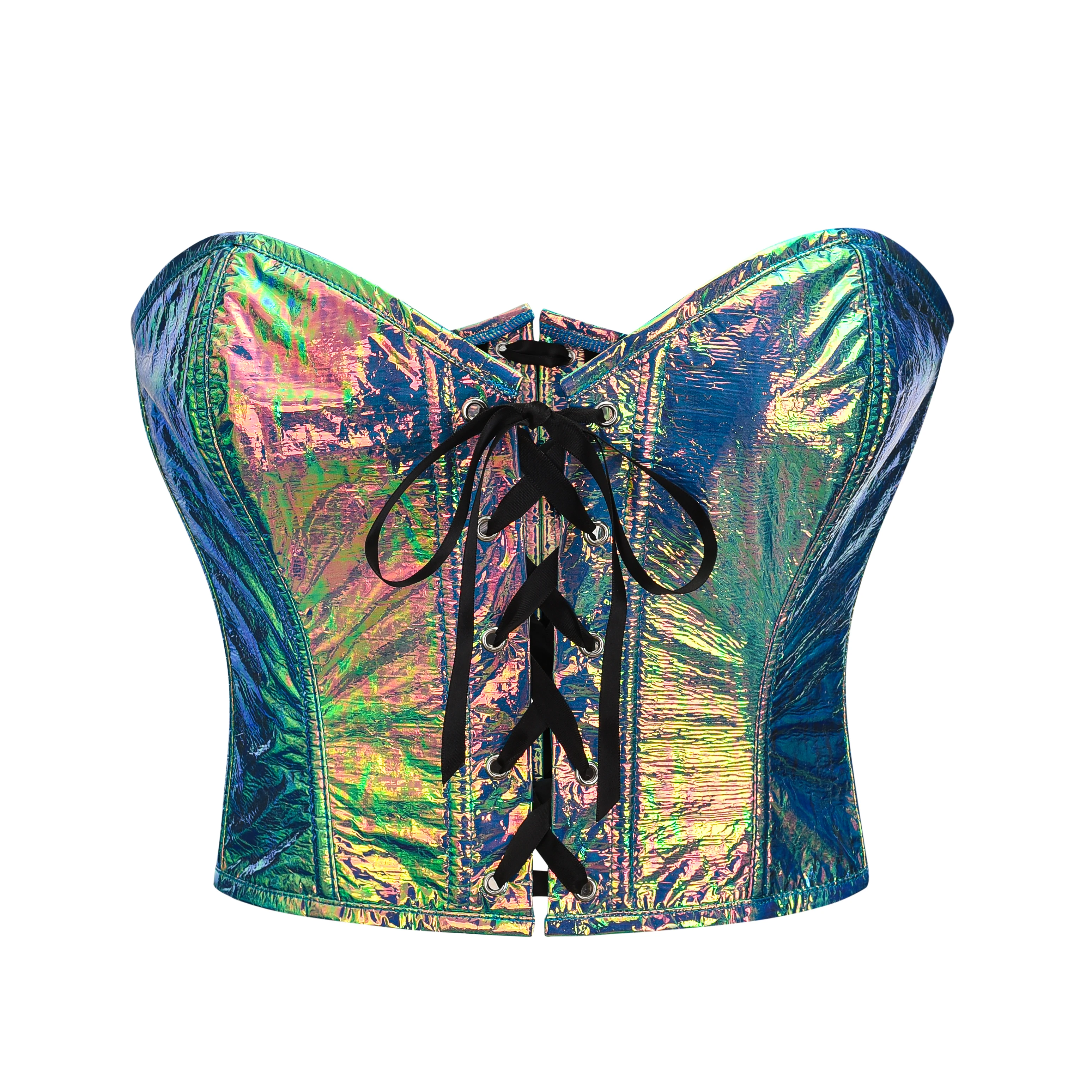 Women Crop Tops  Sexy Illusion Camisole Night Club Wear  Tops Halter Candy Color Reflective corset