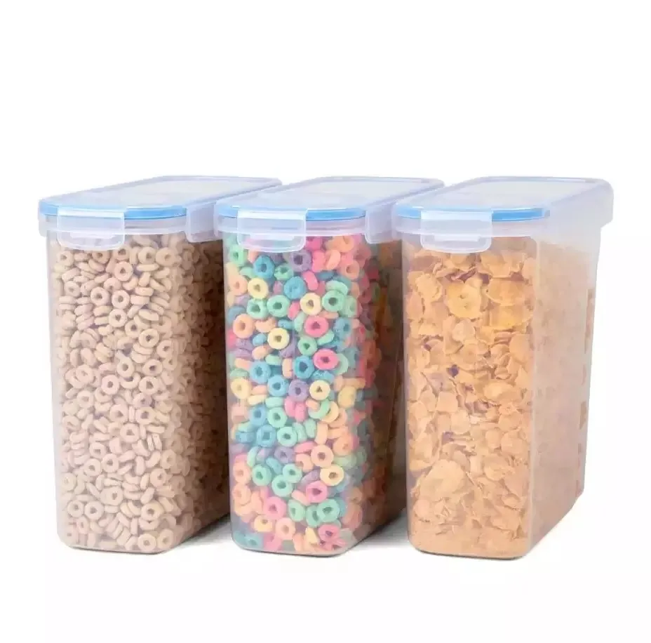 Large 4L 3 Pieces Set Plastic Cereal Food Keeper Milk Container Airtight