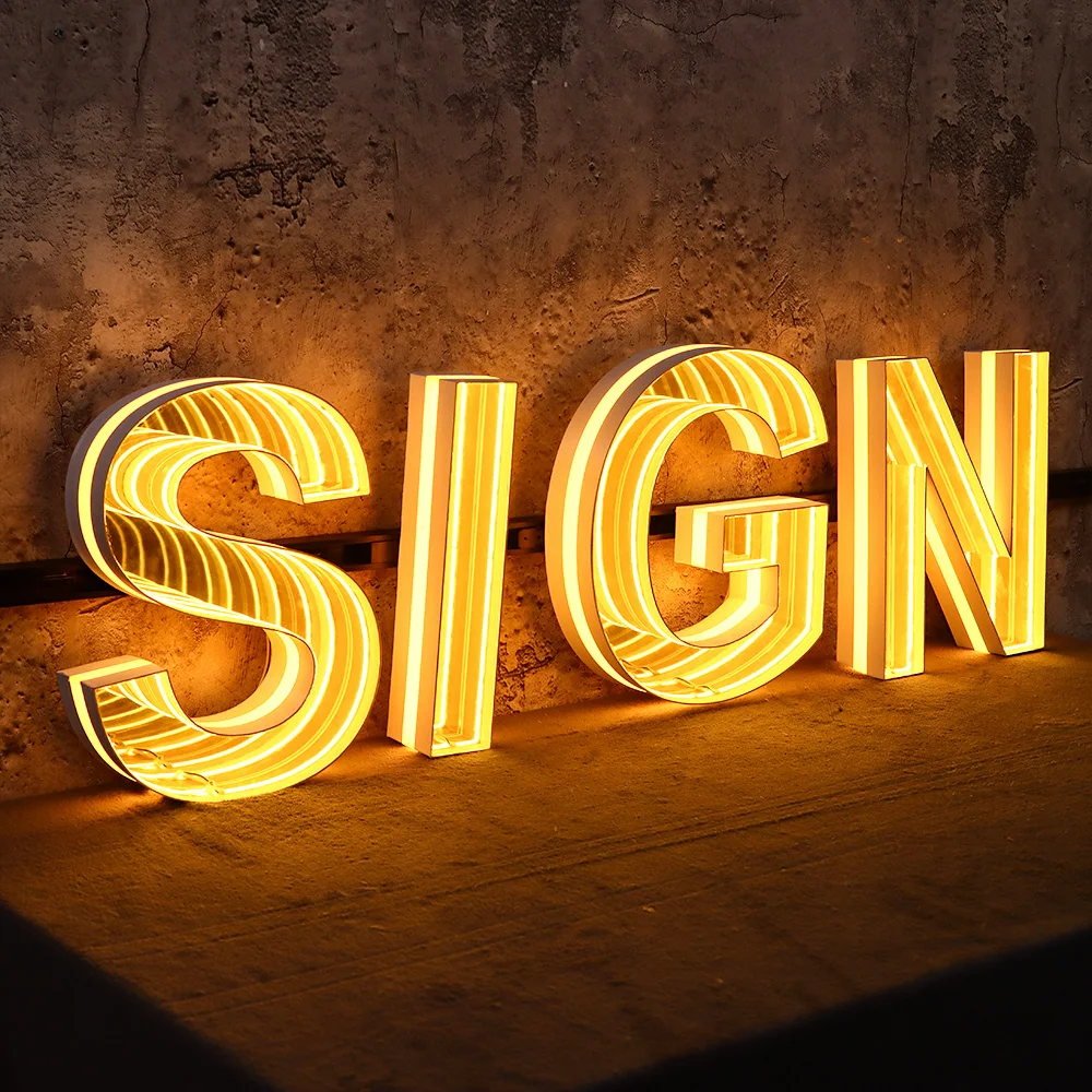 Neon Home Decorative Led Lighting 3d Smart Led Infinity Mirror letter infinity mirror sign