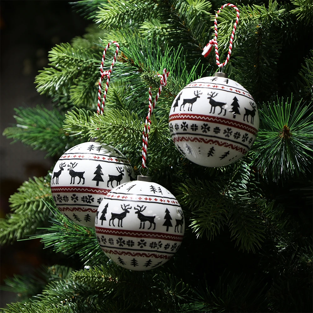 Shatterproof Foam Christmas Balls Sets Cute Elk Pattern New Style Customized Christmas Ornaments For Christmas Decoration