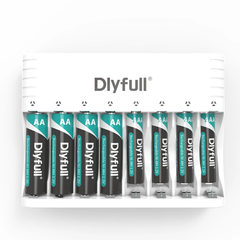 Dlyfull 8 slots 1.2V NiMH AA AAA Rechargeable Battery Charger for Your Toys Microphone Wireless Mouse Keyboard Clock Battery