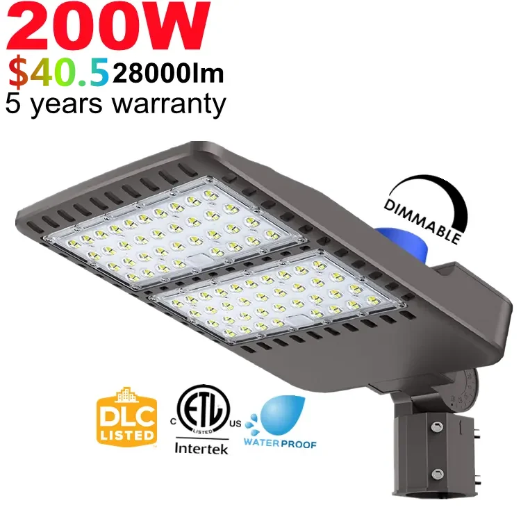 Фабрика 19 лет честный тест ETL CETL DLC 100w 150w 200w 300w yoke & slipfit arm10kv 100-347v 480v светодиодный уличный фонарь для обувной коробки