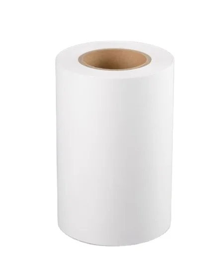 SZJOHNSON hot sale waterproof  self adhesive 60mic matte white PP film with rubberjumbo roll for beverage label