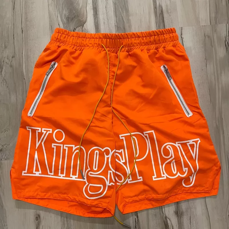 Xuhui Wholesale King Play Same Nylon Custom Logo 100 Polyester Drawstring Shorts Sweatpants Gym Beach Shorts Men