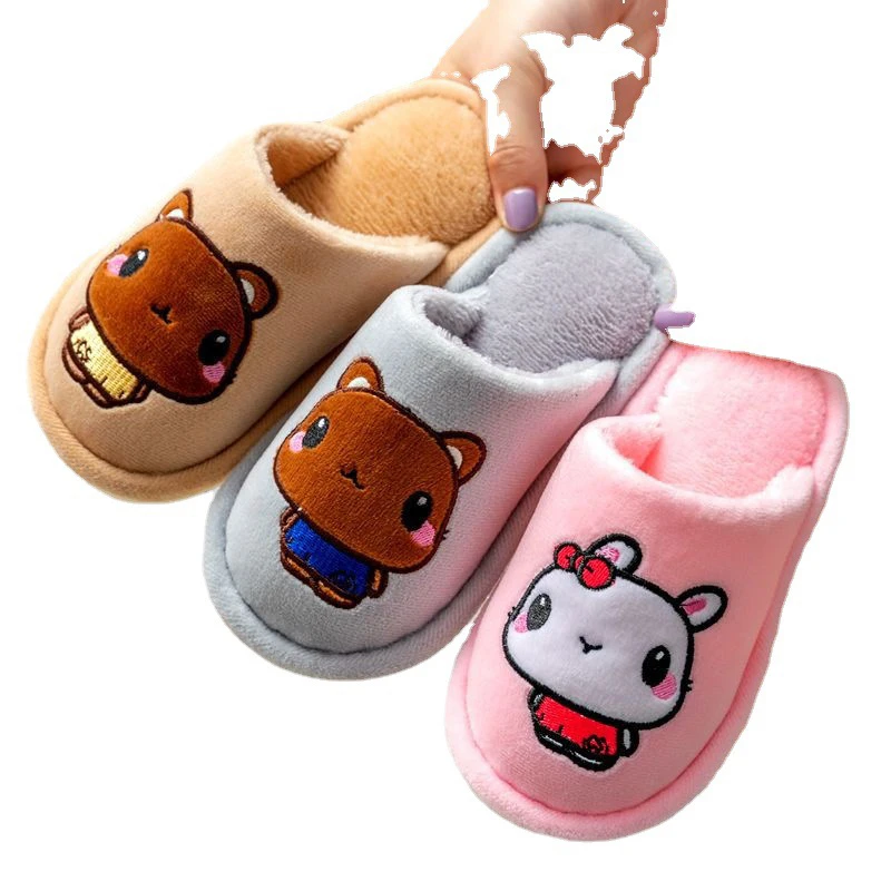 2022 Hot-selling all New Arrivals Winter House Plush Kitty Slides with Fur for Kids Women Slippers Anime Cartoon Wholesale