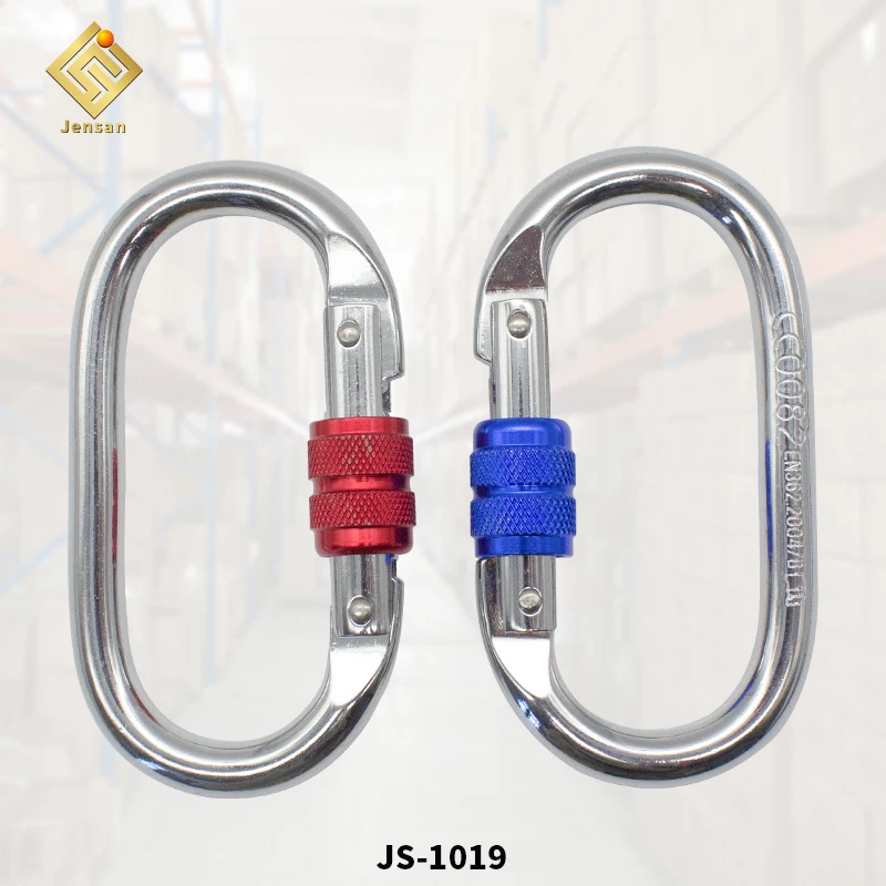 Jensan Custom Logo High Quality 25KN Oval Steel Carabiner Climbing Hook for Fall Protection Connection Ring Jinsong Carabiner