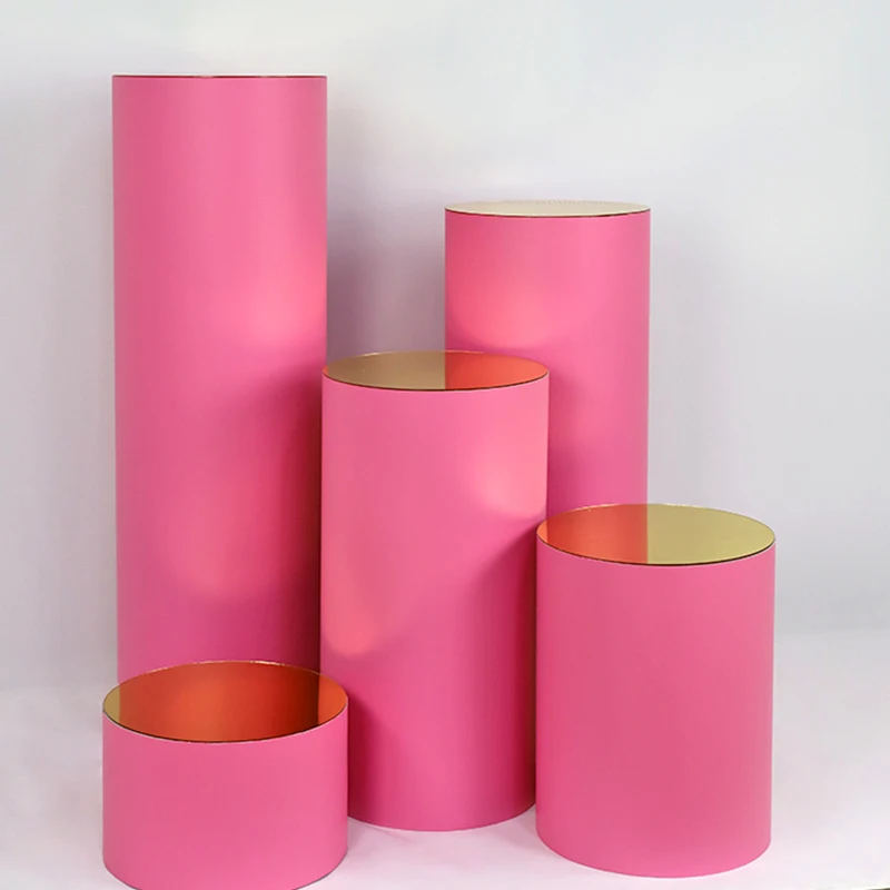 O&M Display Design Cake Stands Set Birthday Wedding Pedestals Round Cylinder Plinths