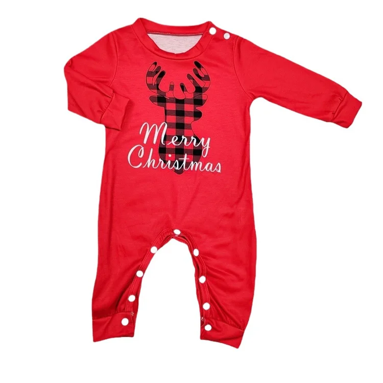 2024 European and American Christmas parents child clothing letter printed plaid casual home clothing new pajamas outfits