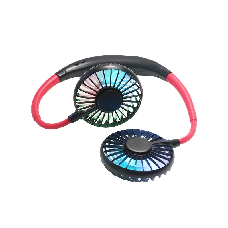 2020 New Patented Product USB Rechargeable Mini Portable LED Hanging Neck Band Hung Cooling Fan