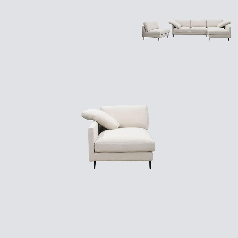 NS FURNITURE Modern Design Fabric Modular Sofa Light Luxury Living-Room Sectional Couch Feather Filling Iron Sofa Leg