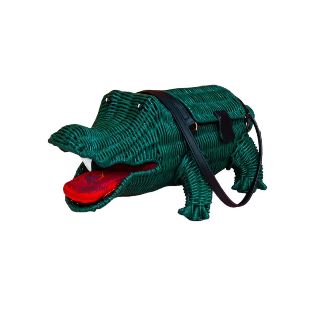 Biodegradable Handmade Summer Wicker Rattan Crocodile Purse Handbags Woven Handbag Rattan Manufacturer