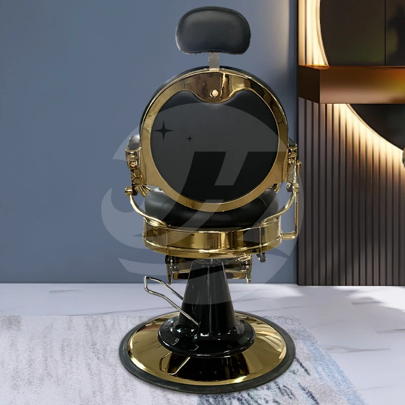 Luxury Antique Style golden black Barber Shop Hair Styling Chair Salon Barber Chair For Sale