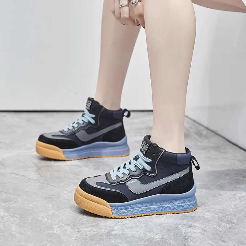 High top sneakers women autumn 2022 new thick-soled net red casual old shoes