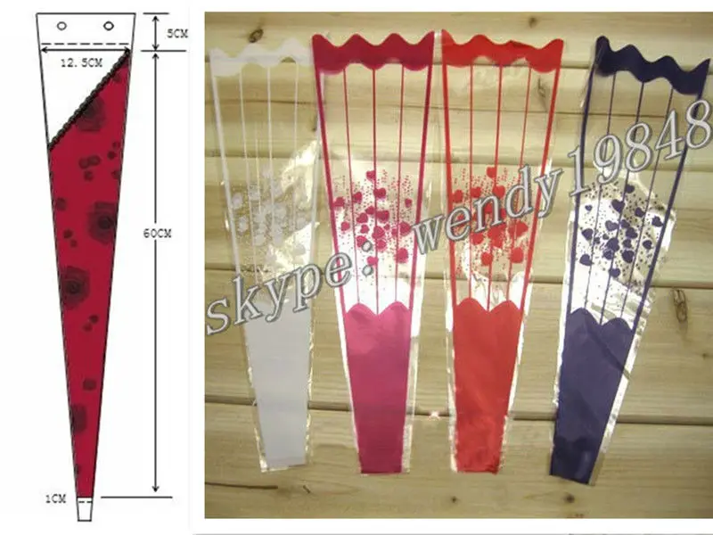  single rose flower bag recyclable florist plastic sleeve for packing