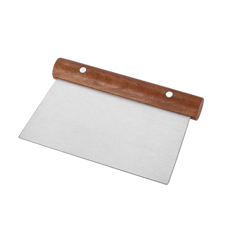 Hot Sale Multifunction Pastry Scraper round  wood handle dough cutter Stainless Steel Dough Scraper Cutter