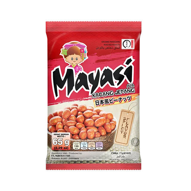 
 Хит продаж, арахисовая закуска Mayasi с жареным покрытием, 65 г, аромат Чили  
