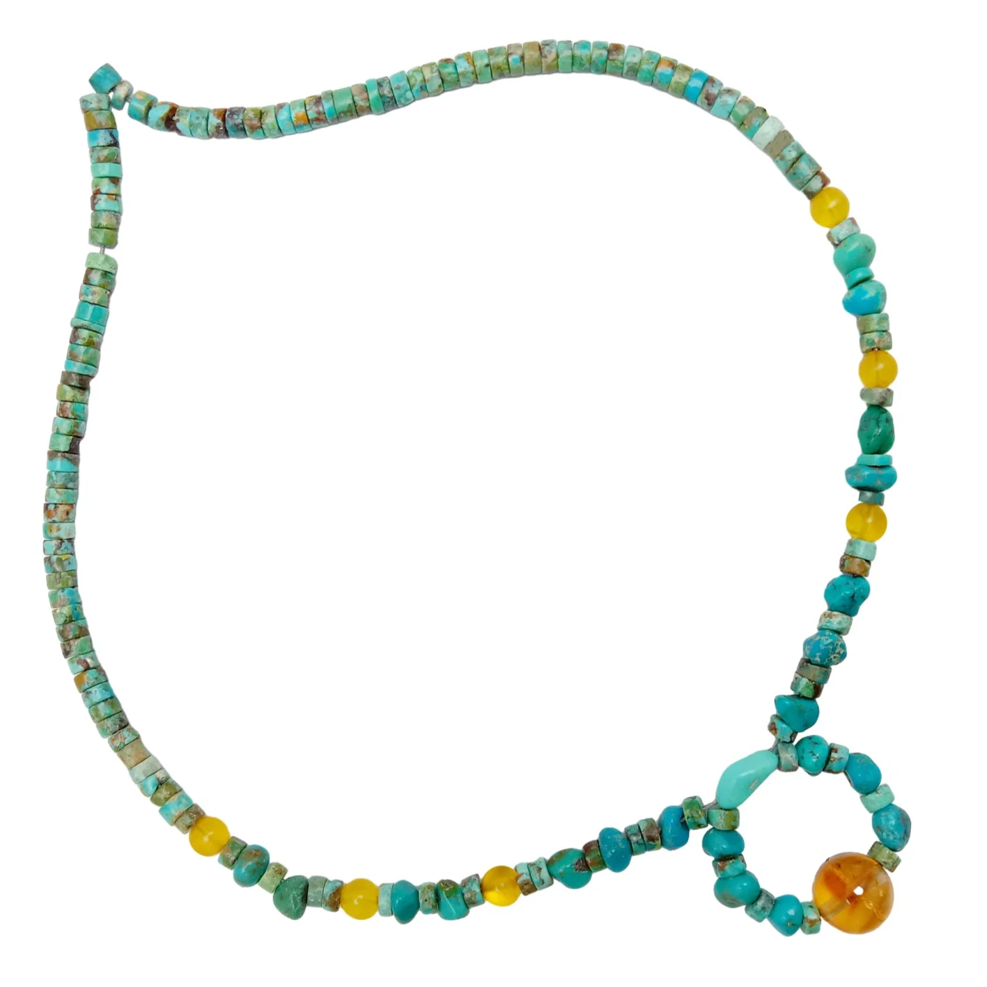 Natural turquoise and amber with Citrine pendant necklace  Healing Gemstone Necklace   fashionable jewelry