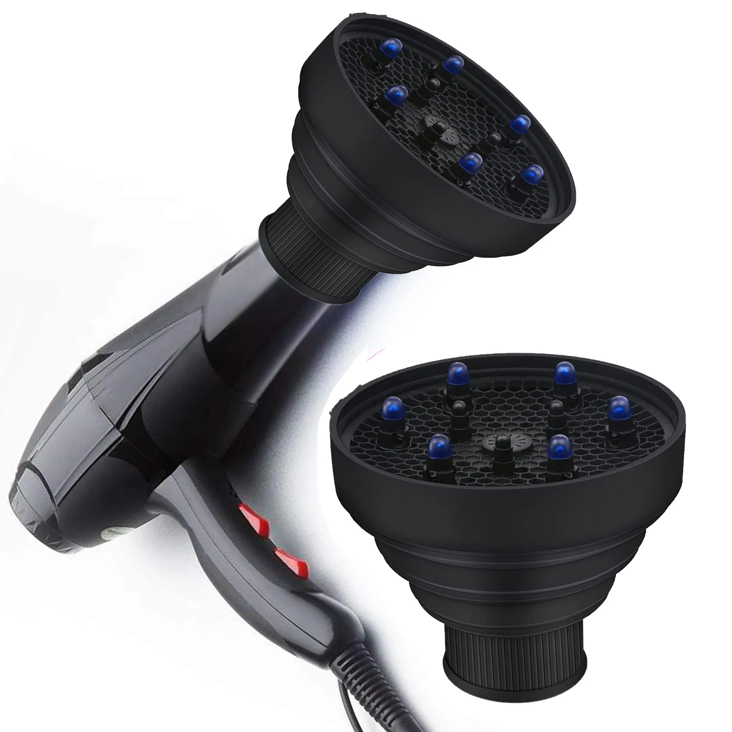 Collapsible Silicone Hair Diffuser Attachment Curly Curls Hair Blow Dryer Diffuser