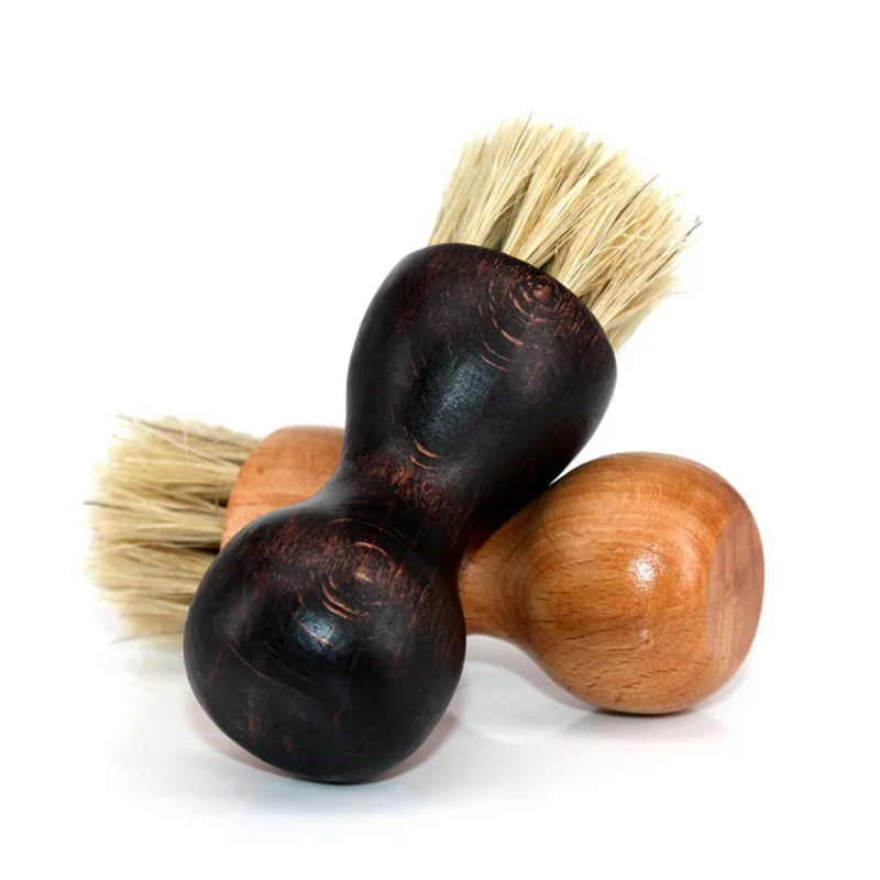gourd shaped Pig hair bristles oiling polishing and dust removal multifunction cleaning wooden shoe brush