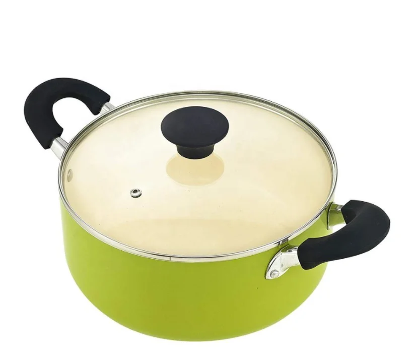 Wholesale low price high quality Home Kitchen Aluminum Forged Green Cookware Set